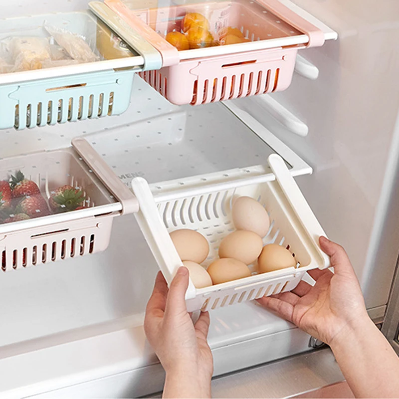Кухня Холодильник Морозильник Слайд ящика Тип экономии пространства хранения Органайзер стеллаж полка держатель для хранения коробки ящики пластиковые коробки