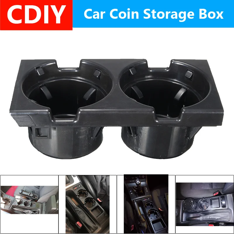 

Black Double Hole Car Vehicle Front Center Console Storage Box Coin + Cup Holder for BMW E46 3SERIES 1999-2006 51168217957