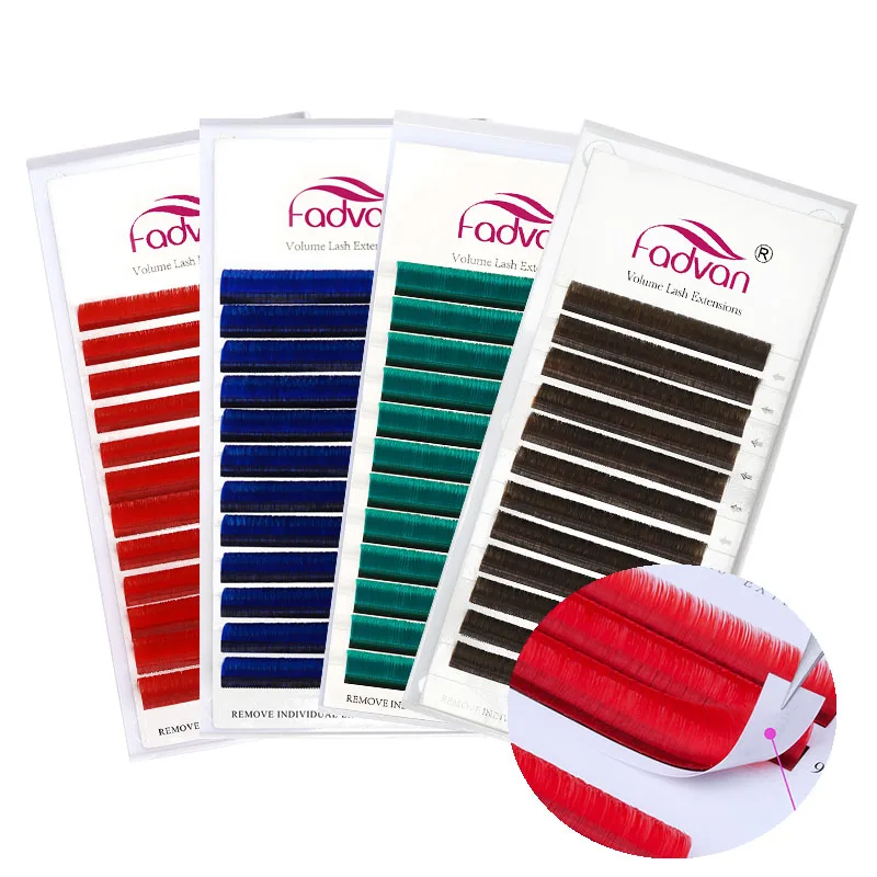 

Red Color Easy Fan Eyelash Extension Faux Mink Eye Lashes Extension C D 0.07 MIX Maquiagem Profissional Completa Tools FADVAN