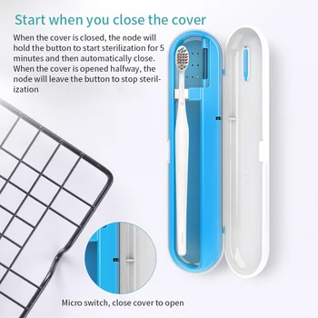 

Portable Antibacteria UV Light Toothbrush Sterilizer Box Toothbrush Clean Disinfection Sanitizer Battery Powered Rechargeable