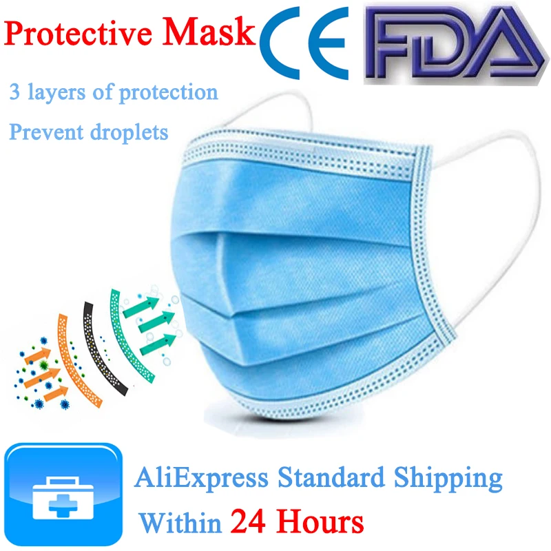 

Protection Masks Anti-Pollution 3 Laye Mask dust Disposable Face Masks Elastic Ear Loop Disposable Dust Filter Safety
