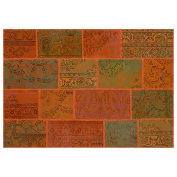 

Handmade Orange Vintage Overdyed Patchwork Area Rug 160x230 Cm-5'3''X7'7''