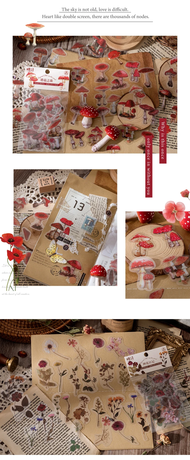 Mr.paper 40Pcs/Bag Plant Flower Series Decorative Diary Sticker Scrapbook Planner Decorative Stationery Sticker