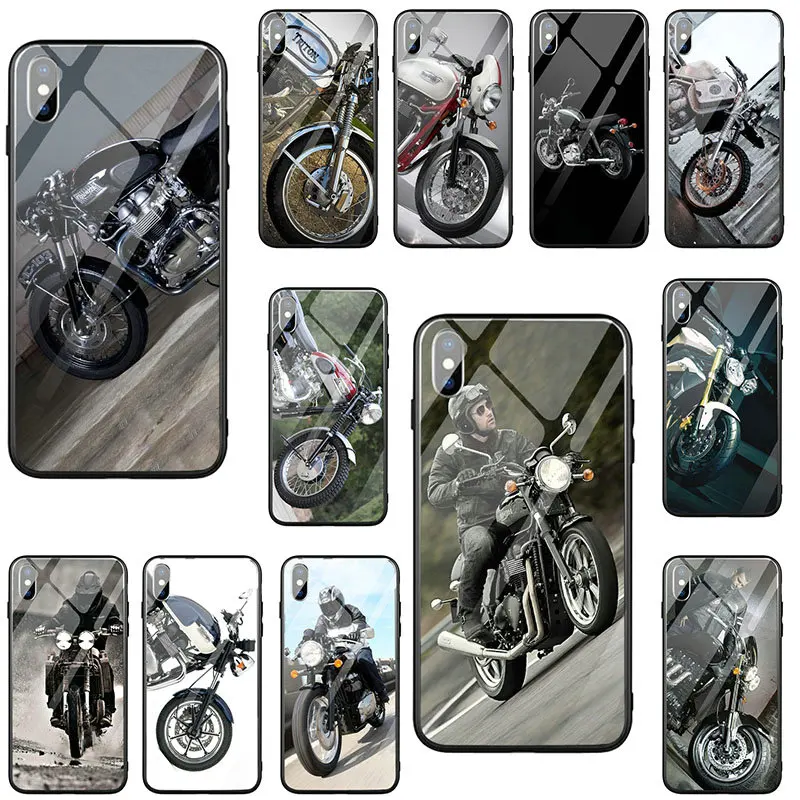 Triumph Motorcycle Logo Uk For iPhone 8 7 6 6S Plus X XR XS 11 Pro Max Bags Tempered Glass Mobile Phone Cases Cover Shell | Мобильные