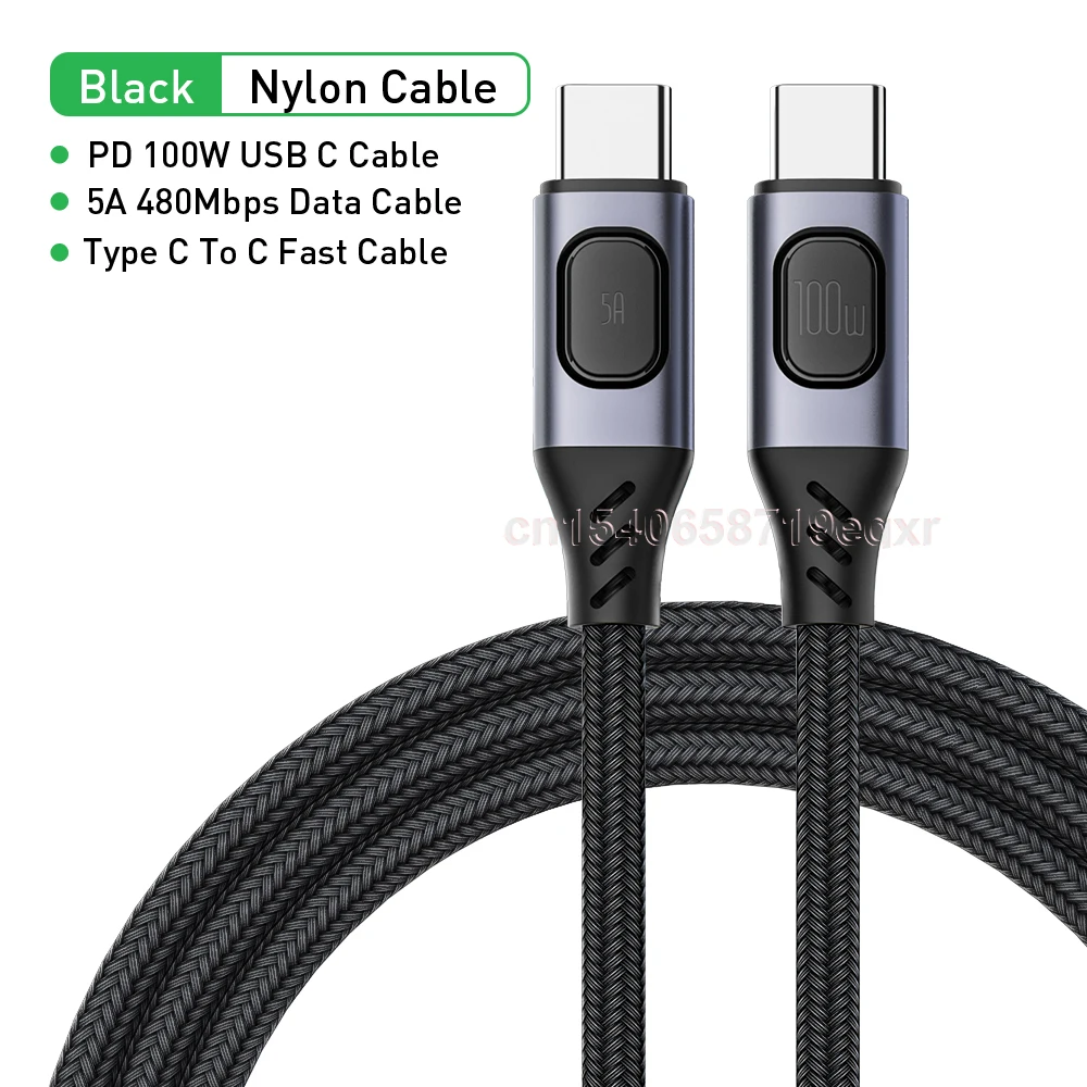 samsung phone charger cable PD 100W Type C To Type C Cable 5A High Speed Transmission Data Cable Type-C Fast Charging Cable For Macbook Pro Samsung Huawei android phone charger cord Cables