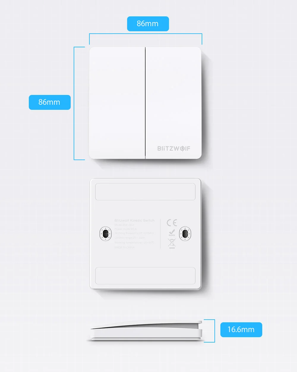 BlitzWolf BW-SS2 100 Вт/50 Вт RF 433 МГц модуль умного дома автономный беспроводной переключатель контроллер 1 2 3 комплект совместим с BW-SS1