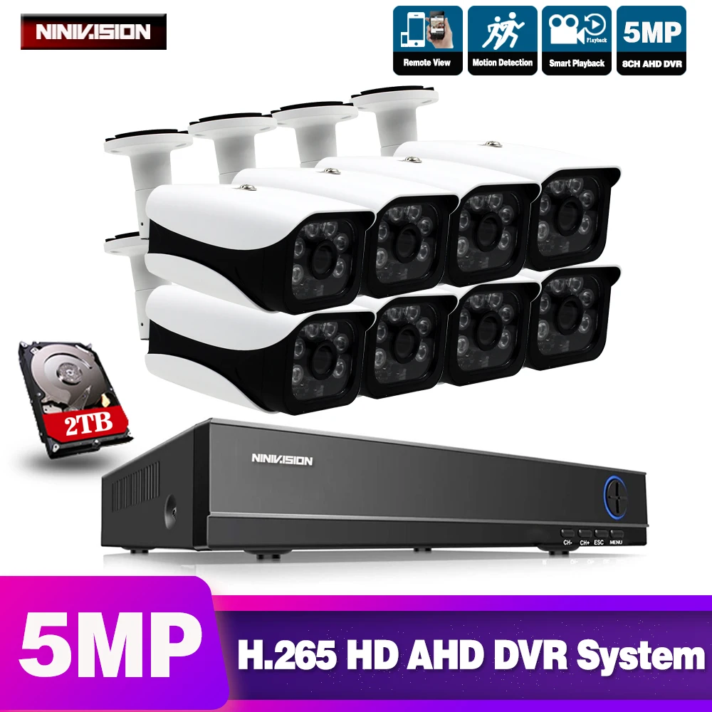 8CH Super HD 5MP del Sistema di Sicurezza CCTV motion detection Metallo Esterna Impermeabile HD Fot