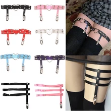 1PC Punk Garters Leg Ring Studded Heart Leather Harness Garter Belt Women Adjustable Elastic Suspender Strap Fashion Accessories