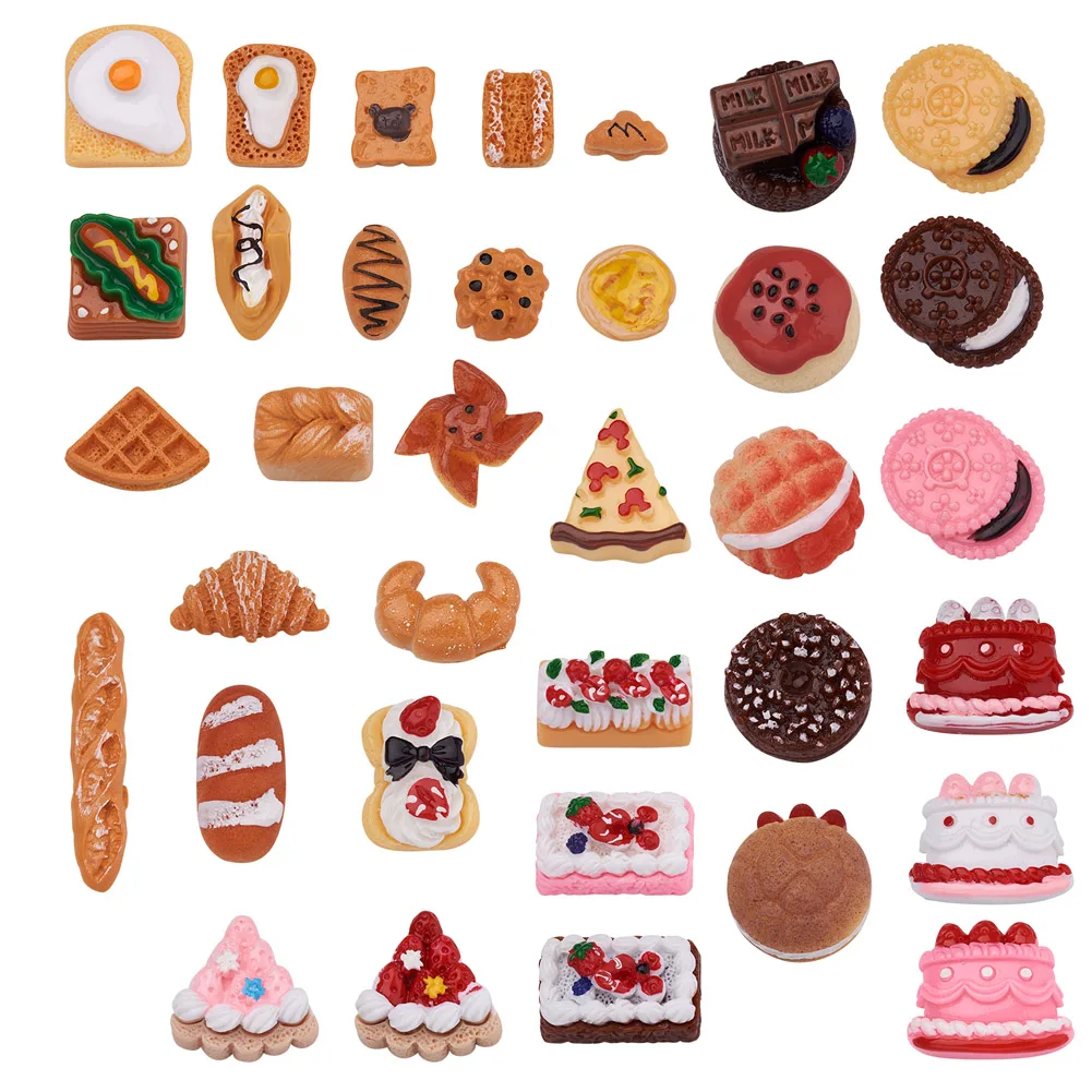

1 Box Bread Biscuit Resin Flackback Cabochons For DIY Necklaces Key Chain Jewelry Making Accessories Christmas Party Decoration