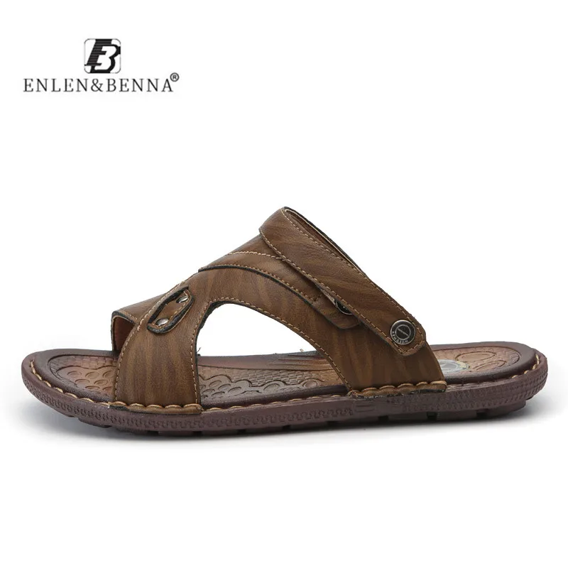 Мужские летние сандалии удобные мужские пляжные дешевые и дышащие Кожаные