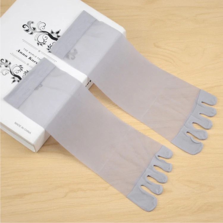 Unisex Solid Five Toes Nylon Sheer Socks Foot Fetish Wear Women Men Super Thin