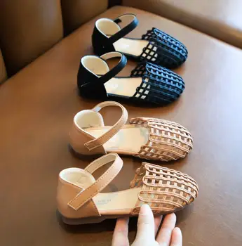 

Little Girls Kids Toddler Shoes Summer Children's Princess Covered-toes Beach Sandals Casual Rhinestone Hollow Soft Flats