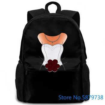 

Bride Wedding White Flowers Bouquet Groom Tuxedo New women men backpack laptop travel school adult student