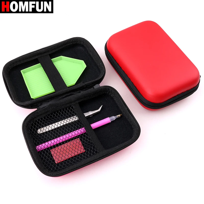 

HOMFUN 5D DIY Diamond Painting Tool Bag Accessories Diamond Embroidery Cross Stitch Kits Tool Home Storage Bag Organizer Case
