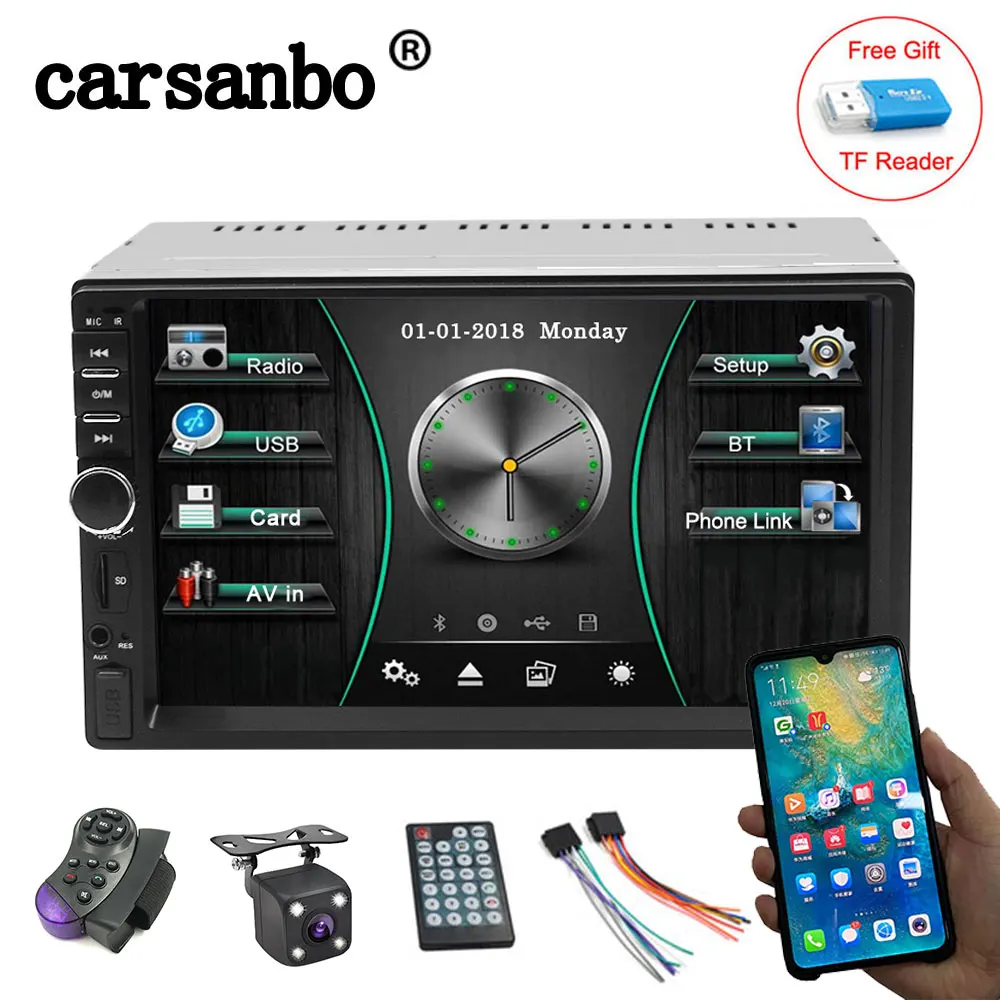 

Carsanbo 2 din Car Radio 7 inch Touch Music Video Player MP5 Autoradio Bluetooth FM TF support USB mirror link Android IOS phone