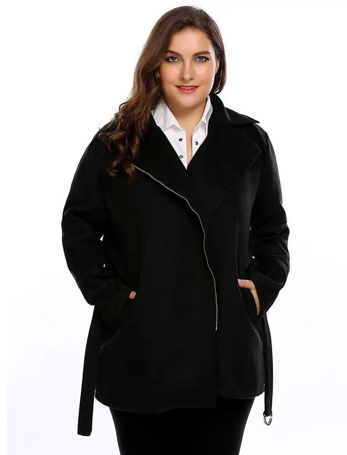 IN'VOLAND женские пальто осень зима повседневные размера плюс L-4XL с длинным рукавом Твердые Пиджаки на молнии теплые женские пальто с поясом