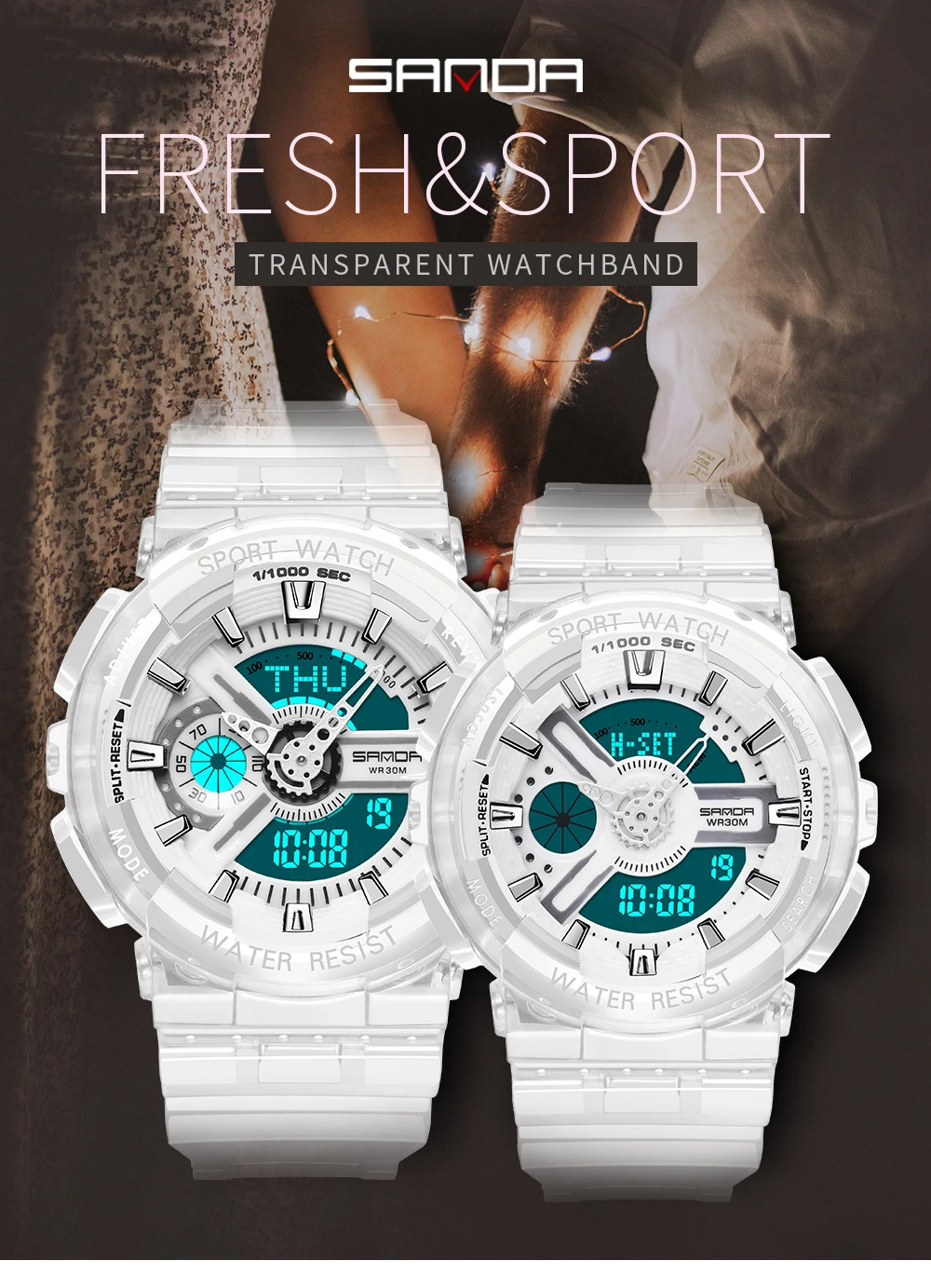 SANDA G Stijl mannen Horloges Водонепроницаемый светодиодный Спорт Horloge Vrouwen S Shock Paar Horloges reloj hombre relogio masculino Klok