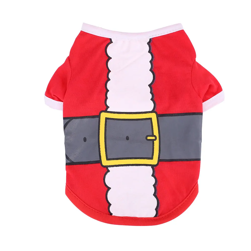 red Santa Claus Рождественская одежда для собаки, футболки, милый жилет с коротким рукавом - Цвет: red Santa Claus