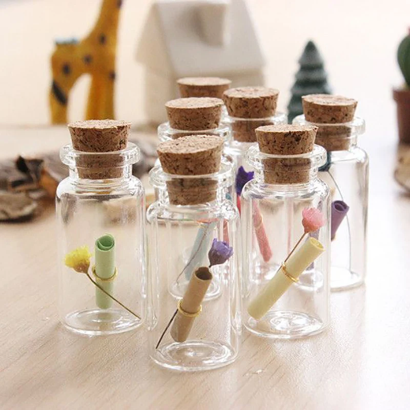 5Pc Small Size Glass Bottle With Cork Glass Message Storage Bottle Mason Jars DIY Handmade Art Accessories Goodies Storage Tank