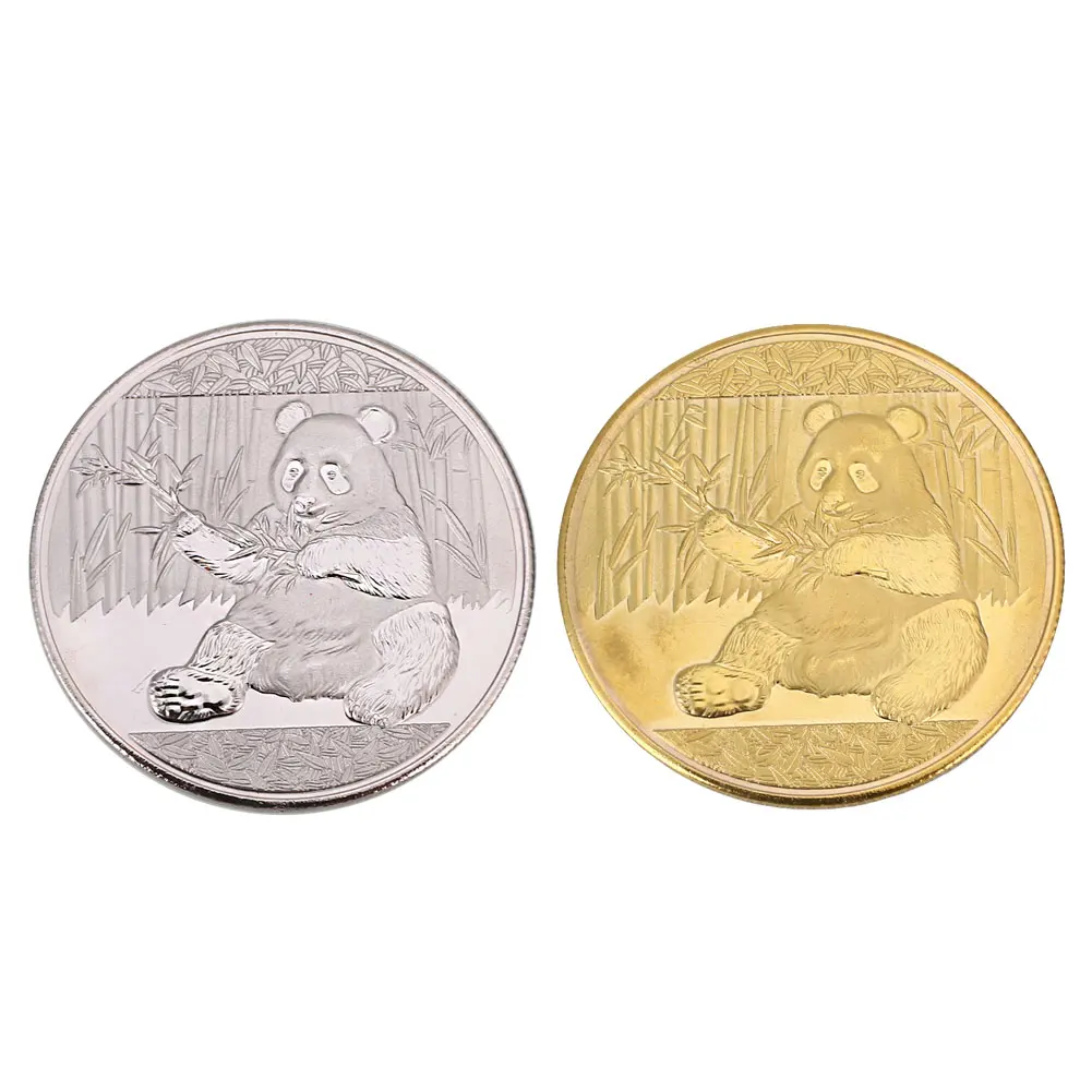 

2 Color Metal Collection Gift Xmas Token Ornament Panda Silver Dollar Souvenir Art Crafts Chinese Panda Coin 2017