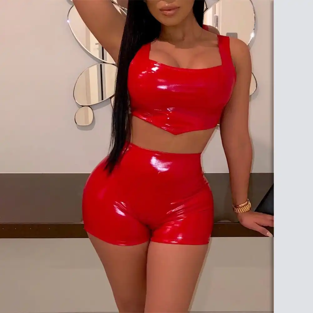 Red pvc shorts Clearance