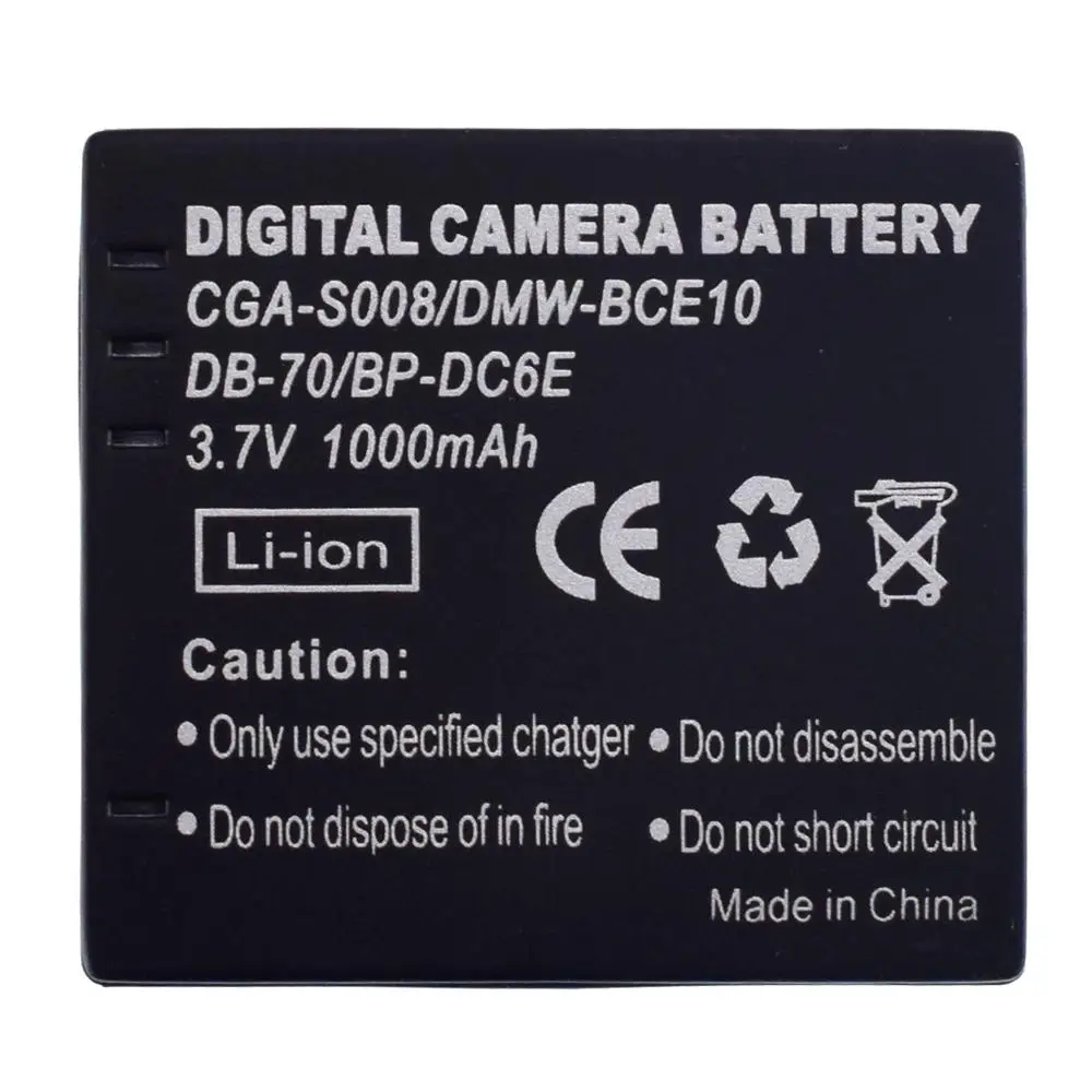 Аккумулятор для Panasonic SDR-S15 S26 S7 S10 VW-VBJ10 VBJ10E DMW-BCE10 CGA-S008 DMC-FX500 | Электроника