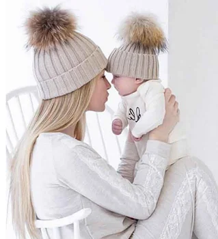 

Fashion Mom And Baby Knitting Cute Boys Girls Winter Keep Warm Hat For 0-5 Months Baby & czapki dla dzieci
