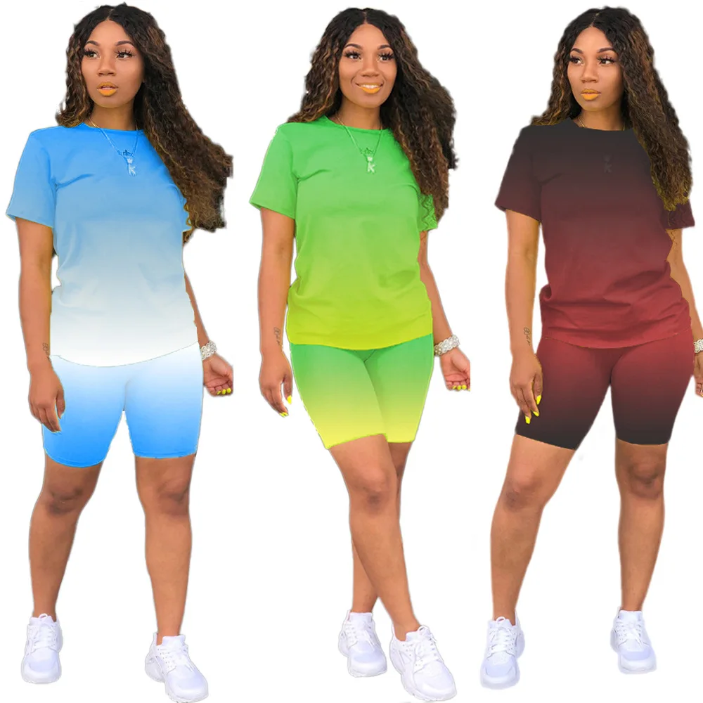 

women casual two pieces suits short and t- shirt