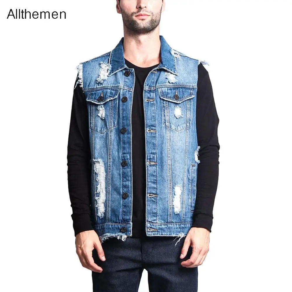 Allthemen Men's Jean Vests Denim Vest 