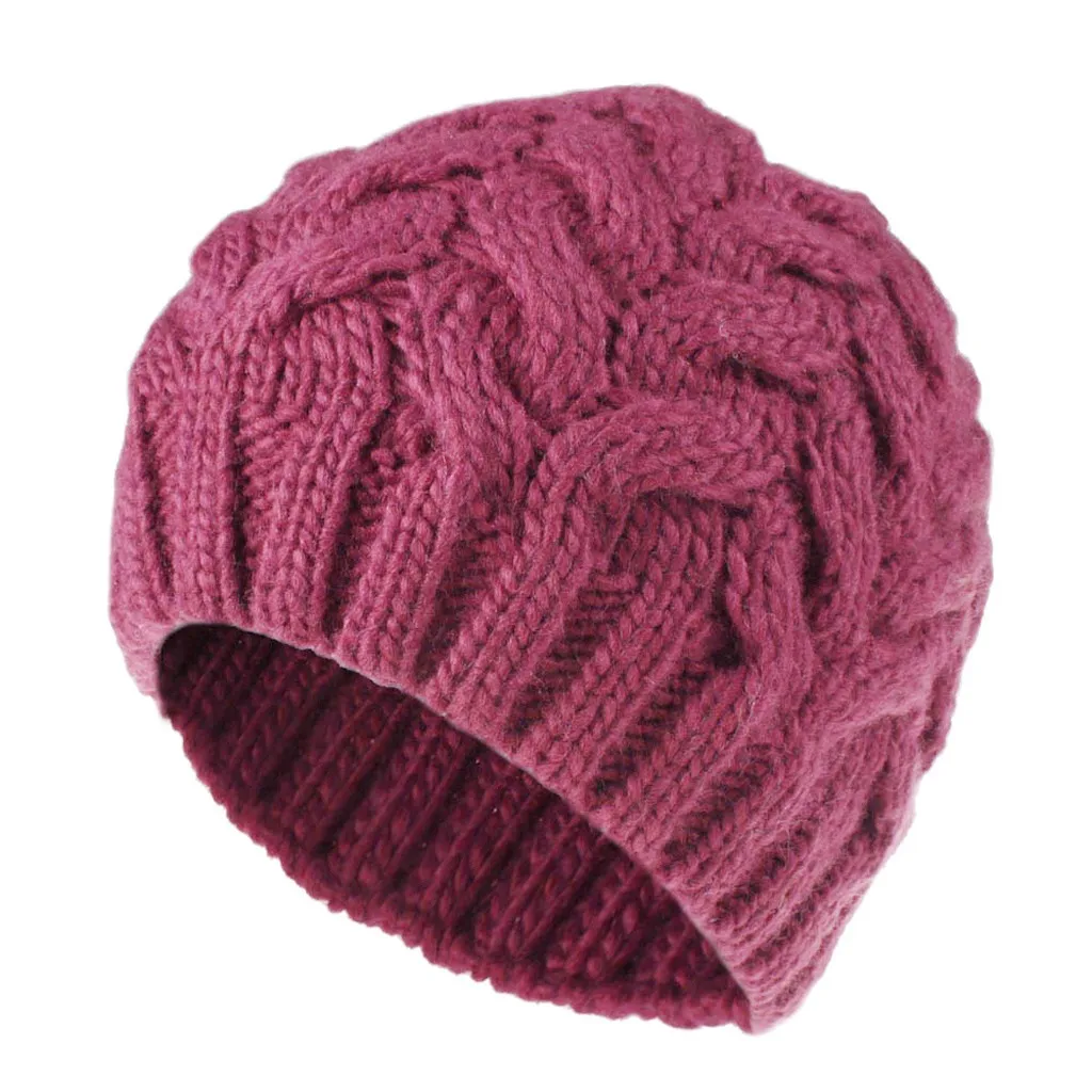 Повседневные Зимние трикотажные шапки женские модные теплые ручные шерстяные вязаные наушники мягкие шапки кепки для девочек высокое качество женские# y2* 1 - Цвет: Бургундия