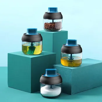 

Seasoning Jar with Spoon Kitchen Salt MSG Seasoning Box Tomato Sauce Seasoning Jar Seasoning Glass Sealed Spice Bottle