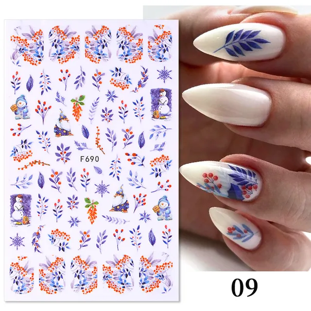 1PC Lines Maple Leaves Nail Foil Stickers Autumn Gold Flower Leaves Transfer Decals Slider Nails Art Decoration DIY Manicures F690