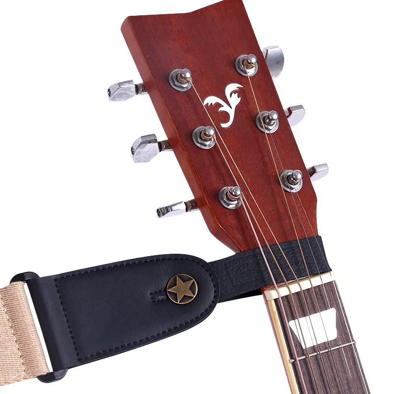 Guitar Neck Strap Guitar Strap Leather Head Belt Holder Button Safe Lock Ukulele Bass Folk Acoustic Electric Accessories guitar accessories,guitar strap