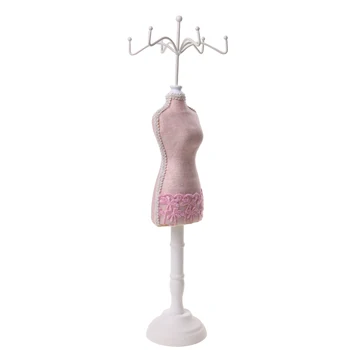 

Female Model Cheongsam Dress Display Jewelry Ring Bracelet Necklace Stand Holder Pink Lace