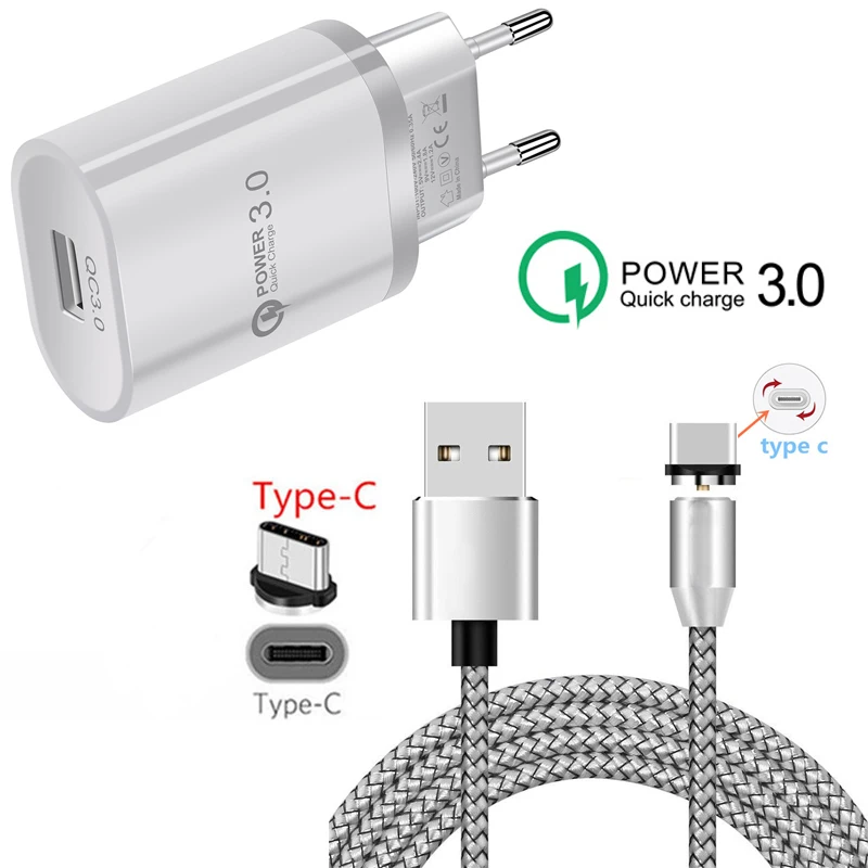 Зарядное устройство для путешествий с европейской вилкой USB кабель типа C Xiaomi 8 9 8SE