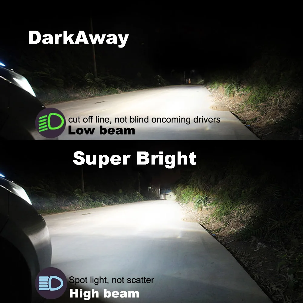 DarkAway H4 светодиодный светильник для автомобиля, мотоцикла, головной светильник 60 Вт, 12 В, 24 В, 6000 К, супер яркий светодиодный H4 автомобильный головной светильник, лампа, светильник светодиодный H4 лм