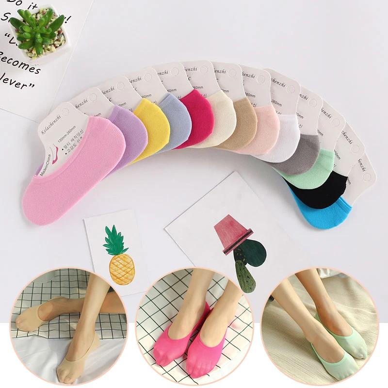 

Invisible Boat Socks Ultra-thin Candy Color Girls Kids Socks Silicone Non-slip Velvet Socks Cute Parent-child Summer Autumn Sock