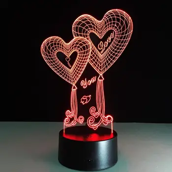 

3D Adorable Creative Modern Night Light Acrylic 3D LED Light Table Lamp Desk Light Valentine Wife Gift 7 Colors Atmosphere
