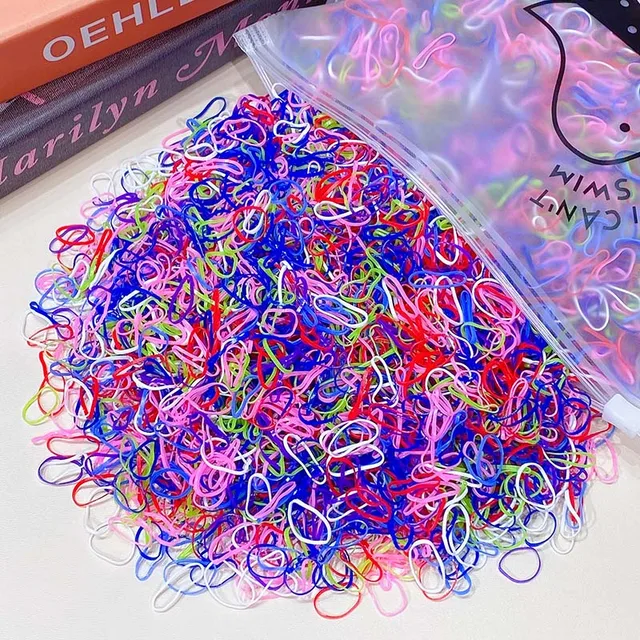 1000pcs/Pack Girls Colorful Small Disposable Rubber Bands Gum For Ponytail Hold Scrunchie Hair Bands Fashion Hair Accessories colorful 27