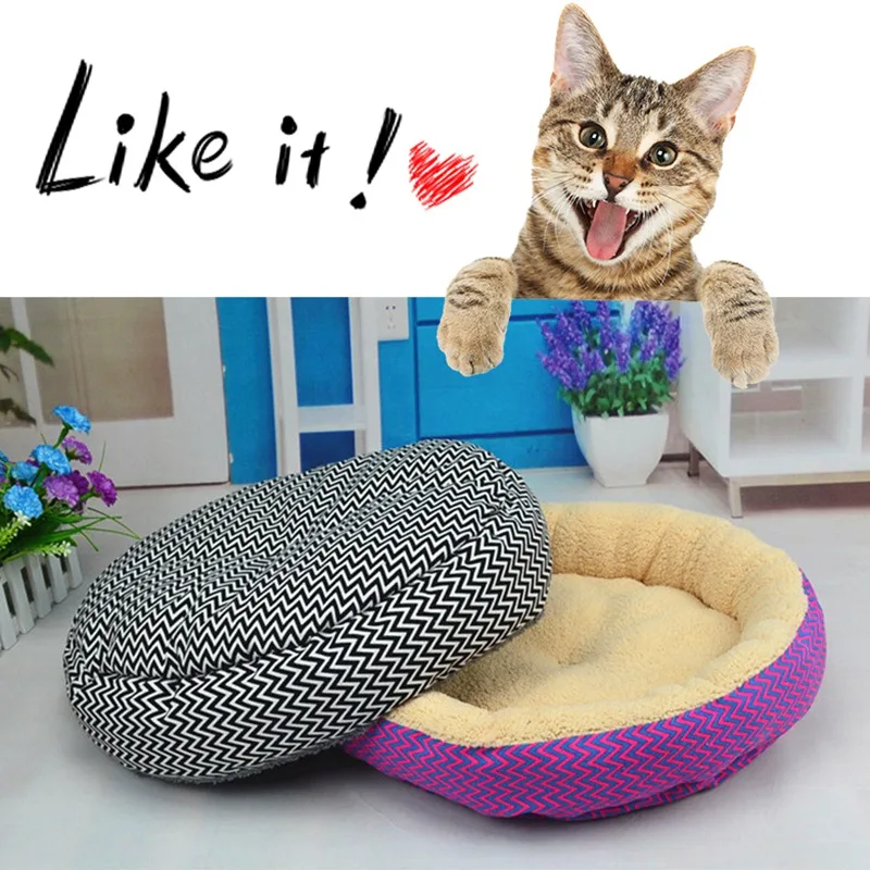  Warm Pet Cat Bed House Winter Round Bed Fodable Cat Sleeping Mat Pad Nest Kennel Pet Cushion Kitten
