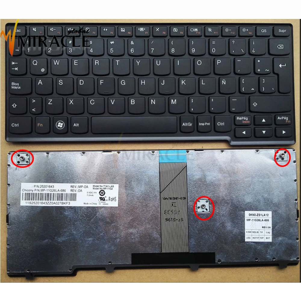 Клавиатура для ноутбука Lenovo IdeaPad S206 S205 s200 s206z s110 LA Latin SP раскладка как фото T1A1