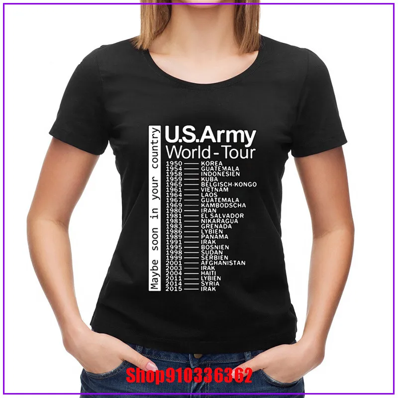 The US Army World Tour concert military white T-Shirt Summer Tops Simple All Cotton Tees Best Deal Luxury Brand Shirt | Женская одежда