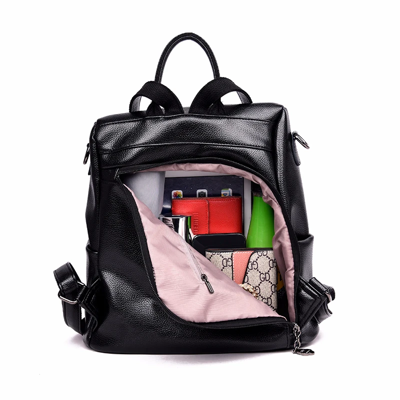 Женские кожаные противоугонные рюкзаки Sac A Dos, женский рюкзак, элегантный дизайн, Роскошный дизайнерский рюкзак большой емкости, Женский Повседневный Рюкзак