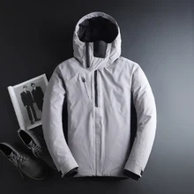 Зимняя мужская куртка, качественная теплая Толстая куртка, парка белыйгусь, Мужская теплая верхняя одежда, модная белая куртка на утином пуху для мужчин