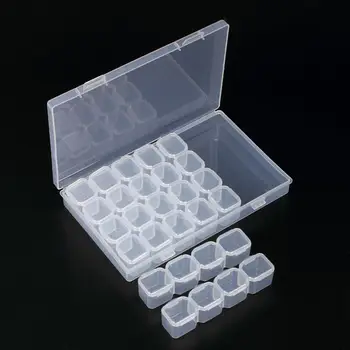 

Clear Plastic 28 Slots Jewelry Display Storage Box Case Organizer Container Nail Art Tools For False Tips Glitter Tools