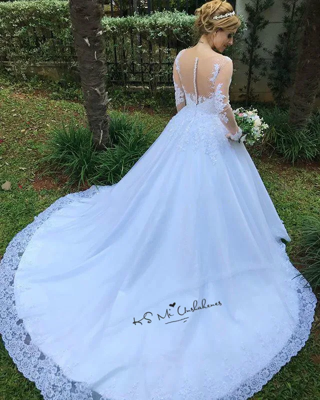 Vestido de Noiva Manga Longa элегантное кружевное свадебное платье с длинным рукавом, свадебное платье невесты в африканском стиле, садовые свадебные платья
