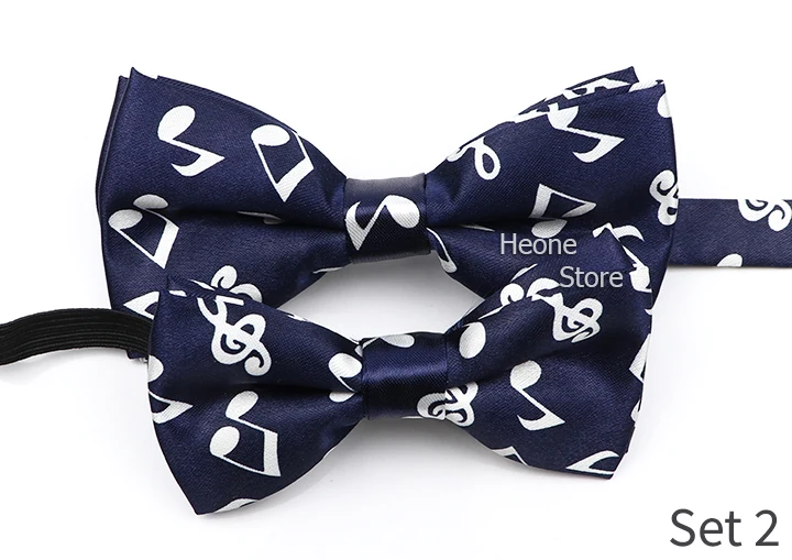 Männer der Musik Thema Bogen Krawatten Polyester Eltern-Kind Bowtie Set Klavier Stab Gitarre Stern Muster Herren Party Prom krawatte Zubehör – Detail 3