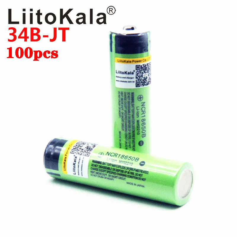 Оптовая продажа 100 шт. литиевая аккумуляторная батарея LiitoKala NCR18650B 18650 3400 3 7 в мАч