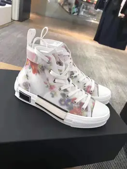 

European station high-top casual shoes spring and autumn net famous pair of shoes transparent printed letters low-heeled shoes