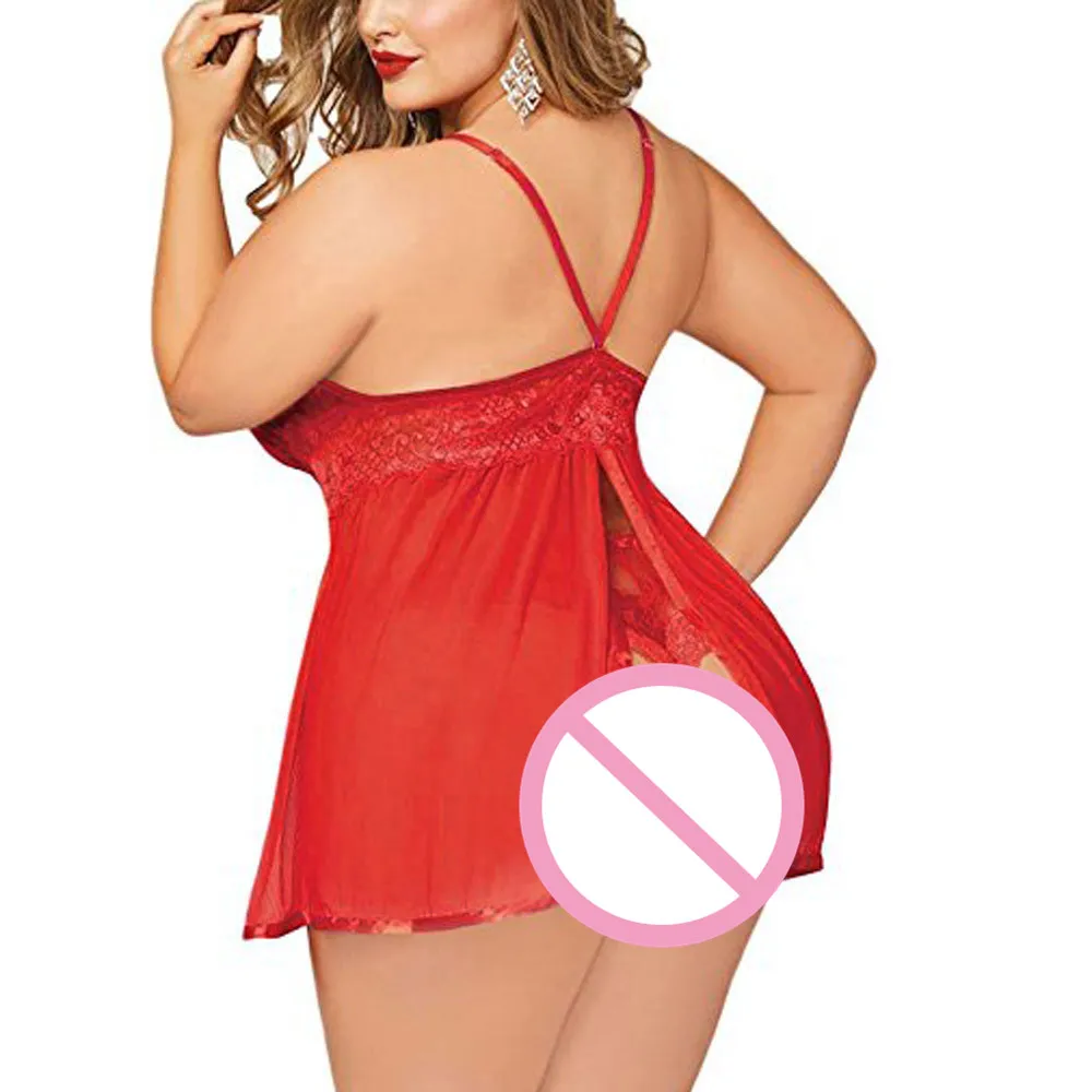 Горячее женское нижнее белье размера плюс с открытой спиной кружевное Babydoll